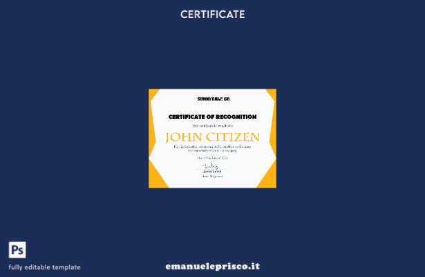 modello di certificato di riconoscimento USA in stile verificato 1
